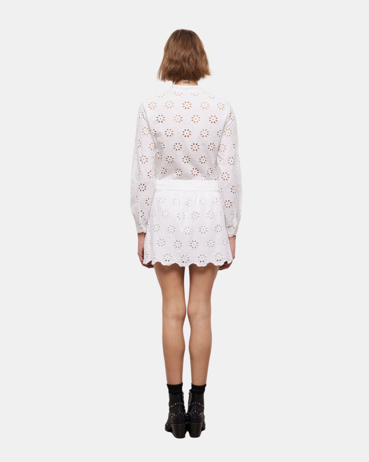 The Kooples DAMEN WHITE kurzer, weißer rock mit englischer stickerei