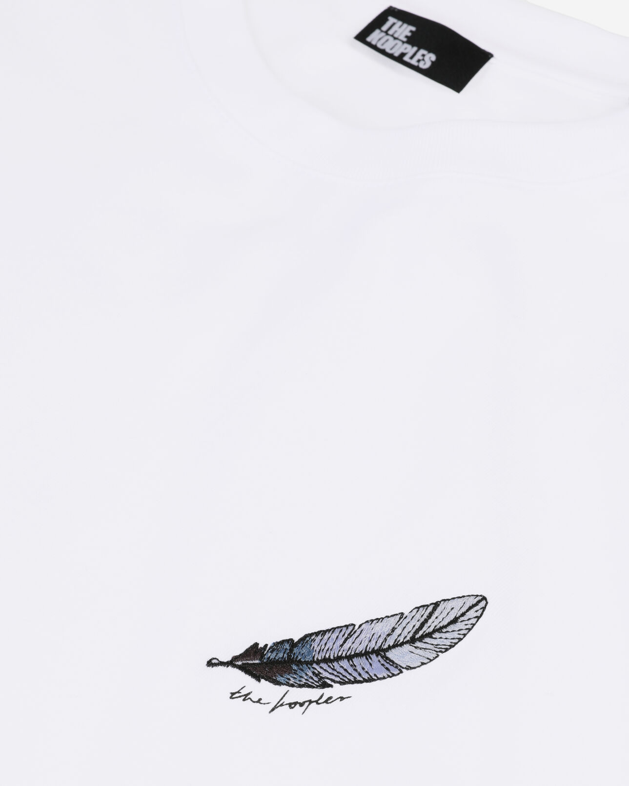 The Kooples HERREN WHITE weißes t-shirt mit feather-stickerei