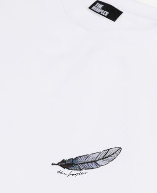 The Kooples H WHITE white t-shirt with feather embroidery