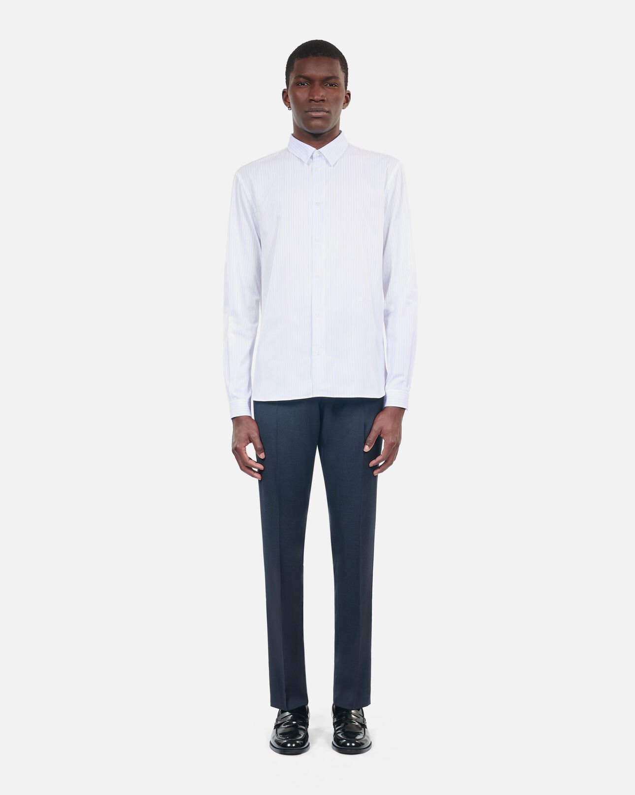 The Kooples MEN WHITE / BLUE white striped formal shirt