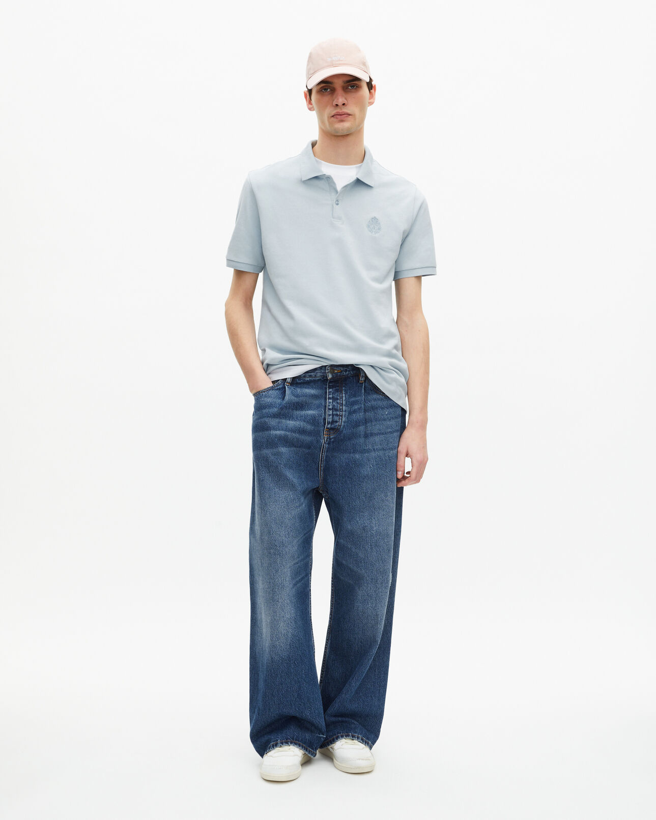 The Kooples MEN BABY BLUE light blue pique polo shirt with classic collar