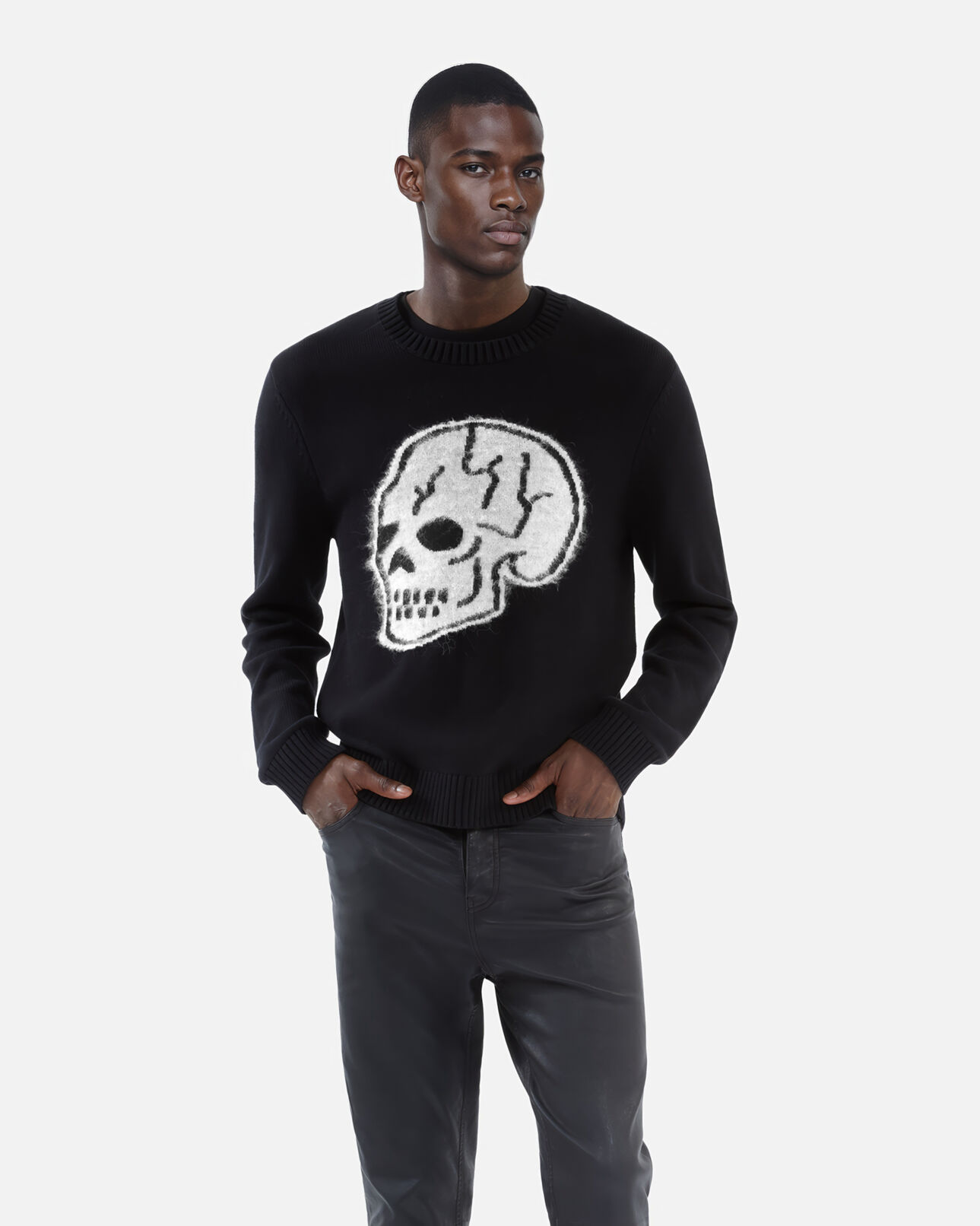 The Kooples HOMME BLACK-ECRU pull en coton noir