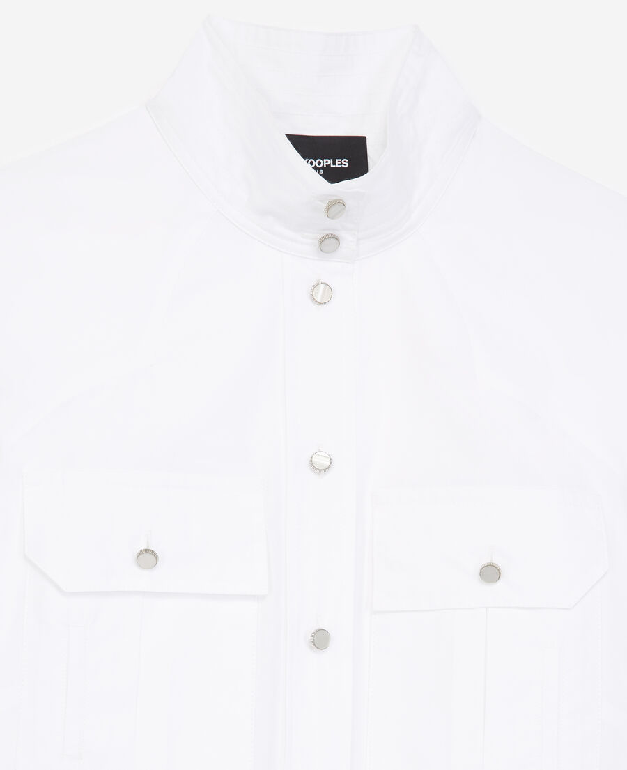 Belted white cotton dress with pockets The Kooples UK