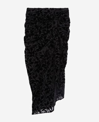 The Kooples WOMEN BLACK black devoré velvet midi skirt