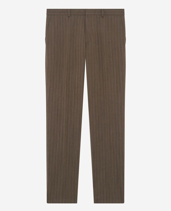 The Kooples MEN LIGHT BROWN straight brown pinstripe suit pants