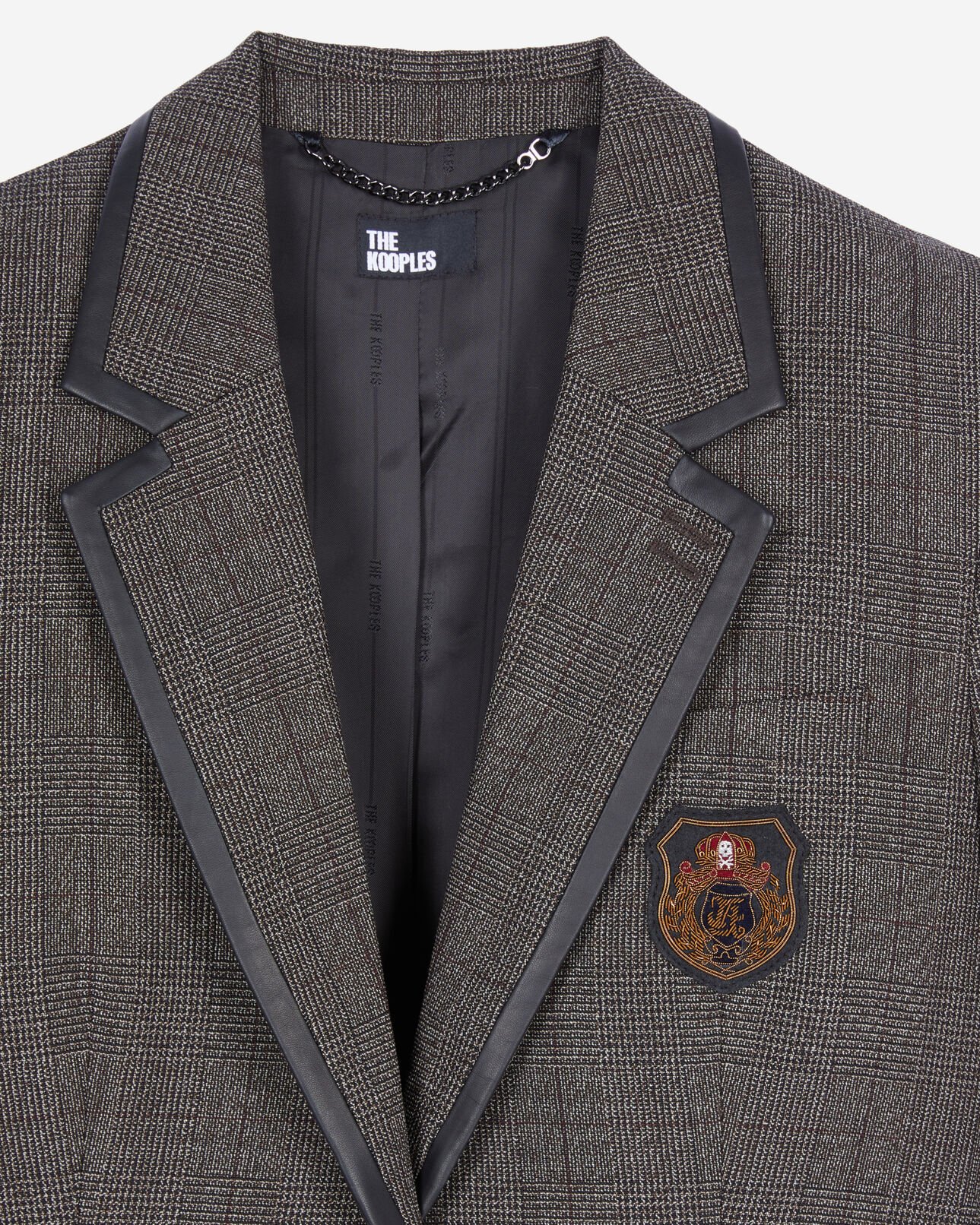The Kooples WOMEN BROWN brown wool prince of wales jacket