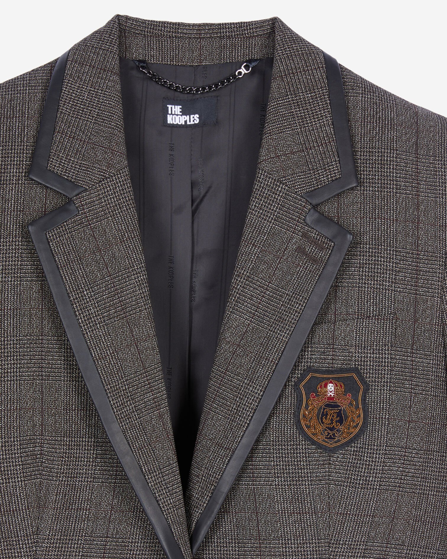 Brown wool Prince of Wales jacket, BROWN, hi-res image number null