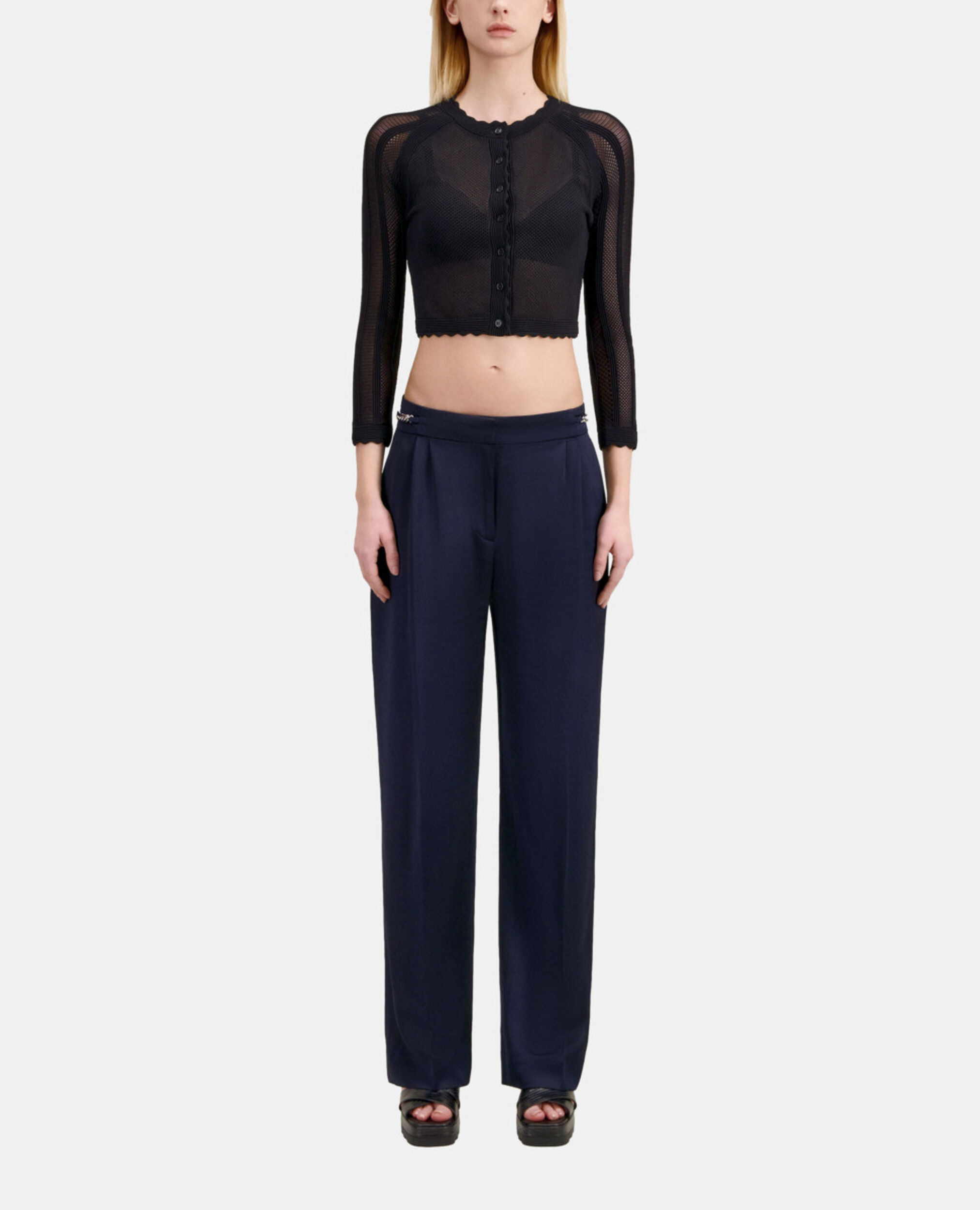 Black knit cardigan, BLACK, hi-res image number null
