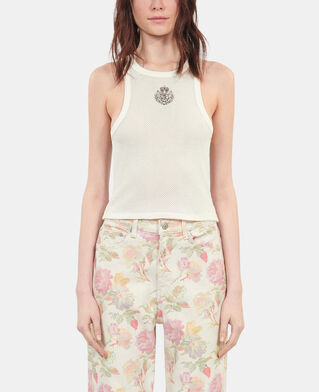 The Kooples F ECRU blazon ecru tank top