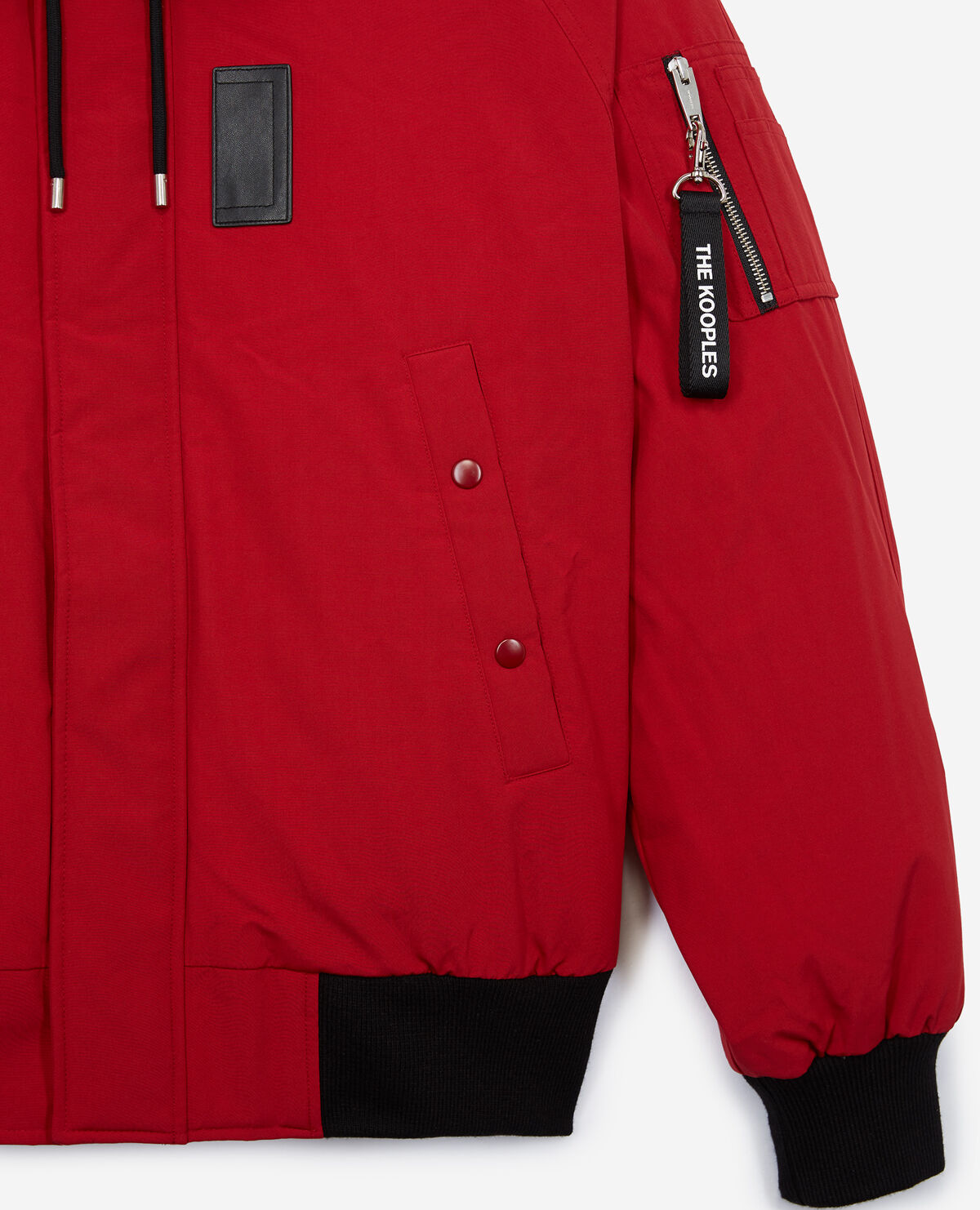 Short red down jacket