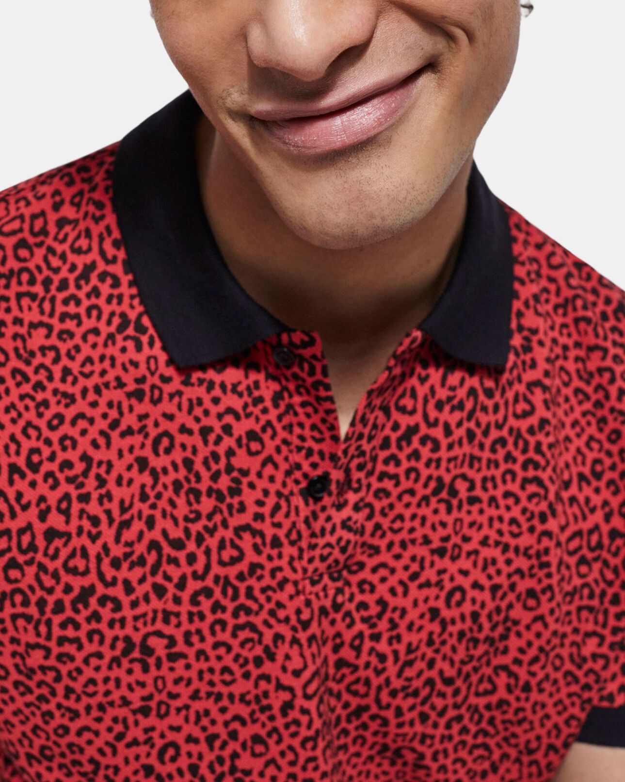 The Kooples MEN DARK RED red polo with leopard print