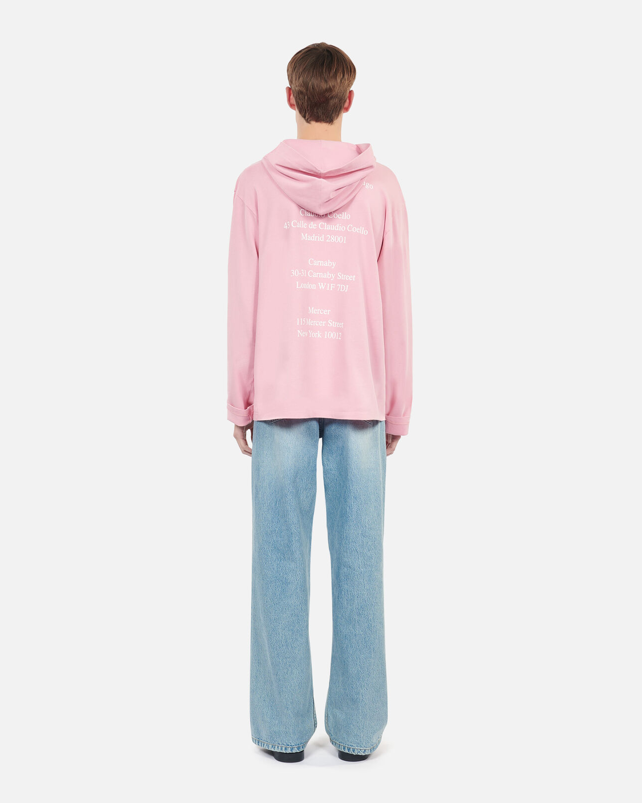 The Kooples H SWEET PINK long-sleeved pink hooded locations serigraphy t-shirt