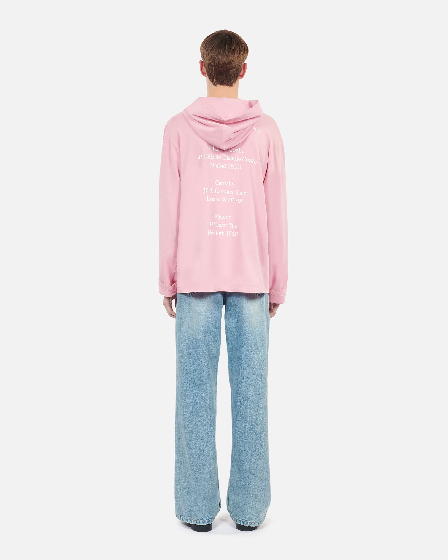Long-sleeved pink hooded Locations serigraphy t-shirt, SWEET PINK, hi-res image number null