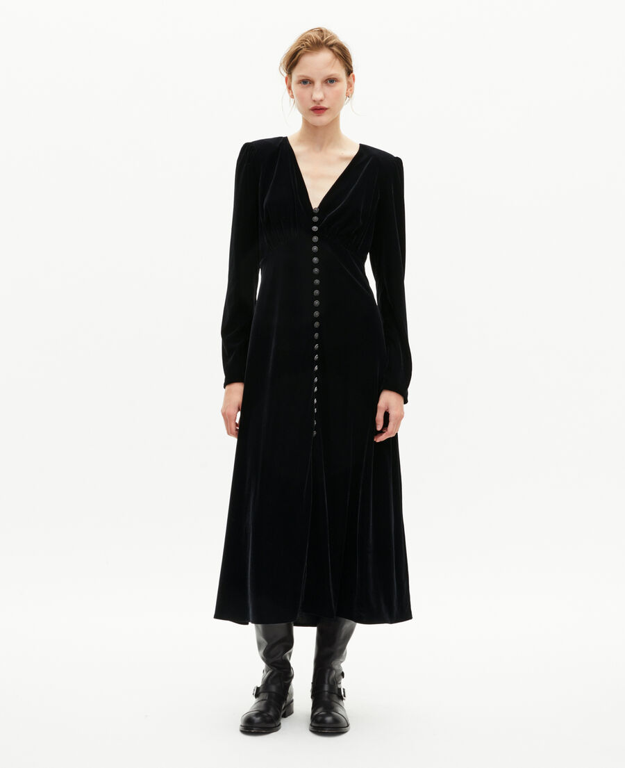 The Kooples WOMEN BLACK black velvet maxi dress