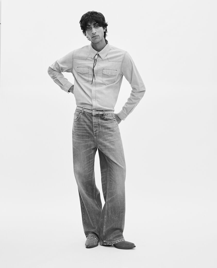 The Kooples MEN BABY BLUE light blue denim shirt