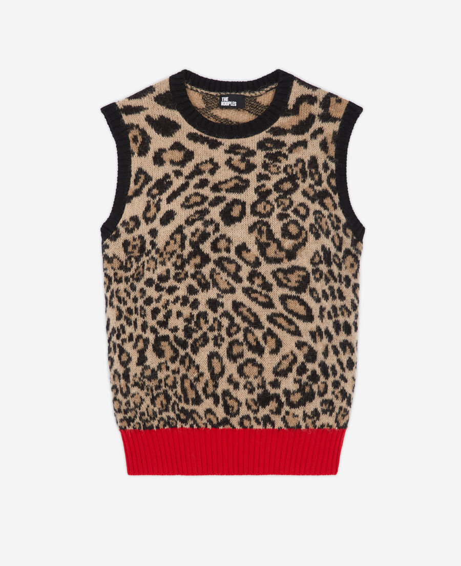 pull sans manches léopard