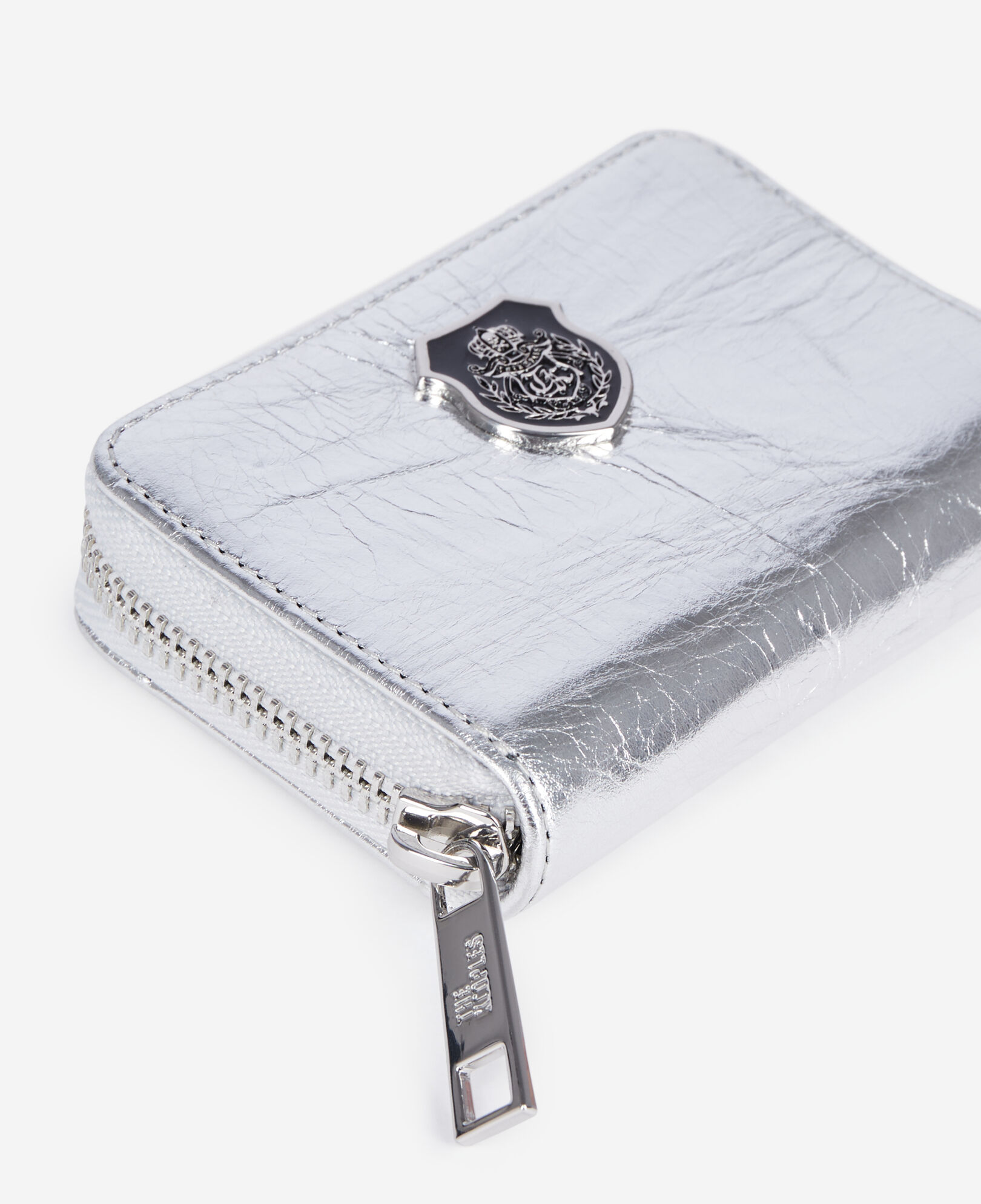 The Kooples FEMME SILVER porte monnaie blason en cuir argenté