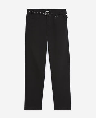 The Kooples HERREN BLACK hose gerade schwarz integrierter gürtel