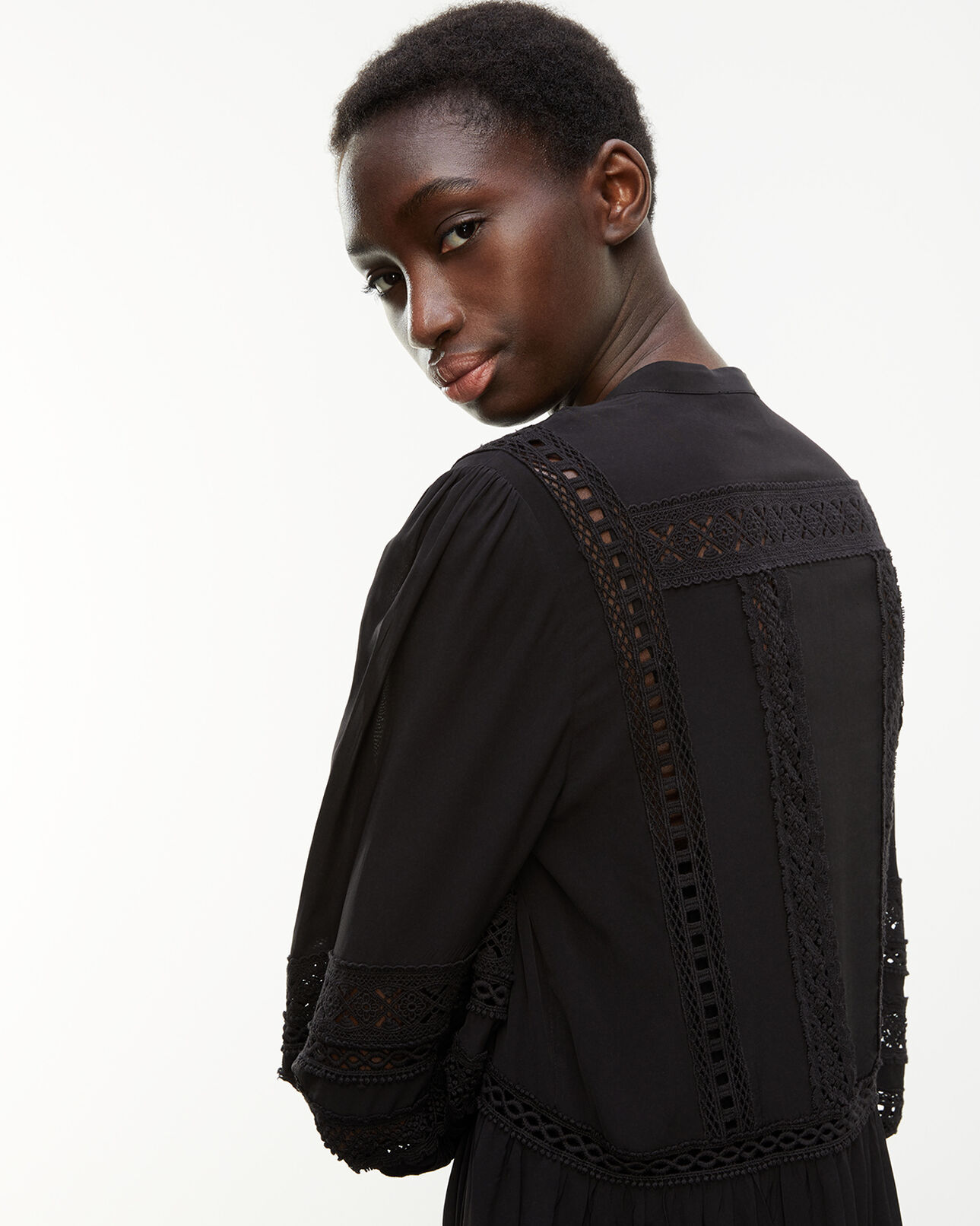 The Kooples DAMEN BLACK kurzes kleid schwarz spitzendetail