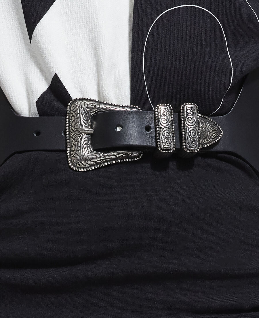 wide black leather belt