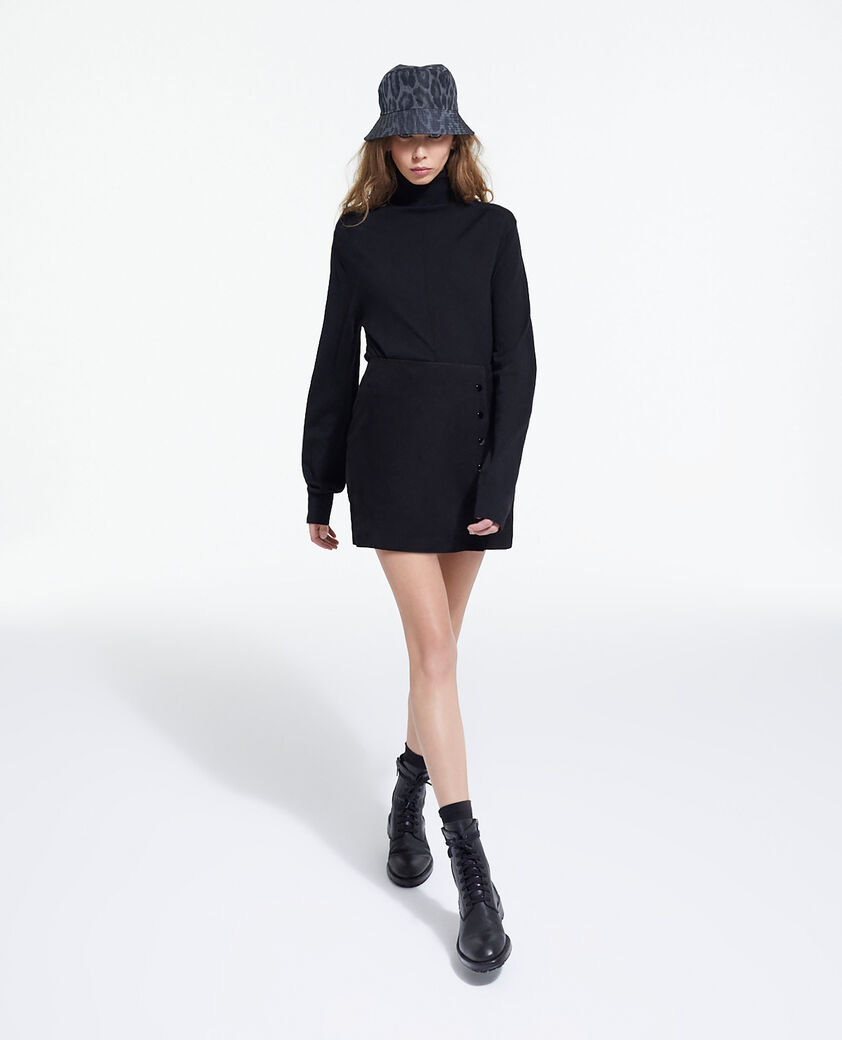 The Kooples WOMEN BLACK short black leather skirt