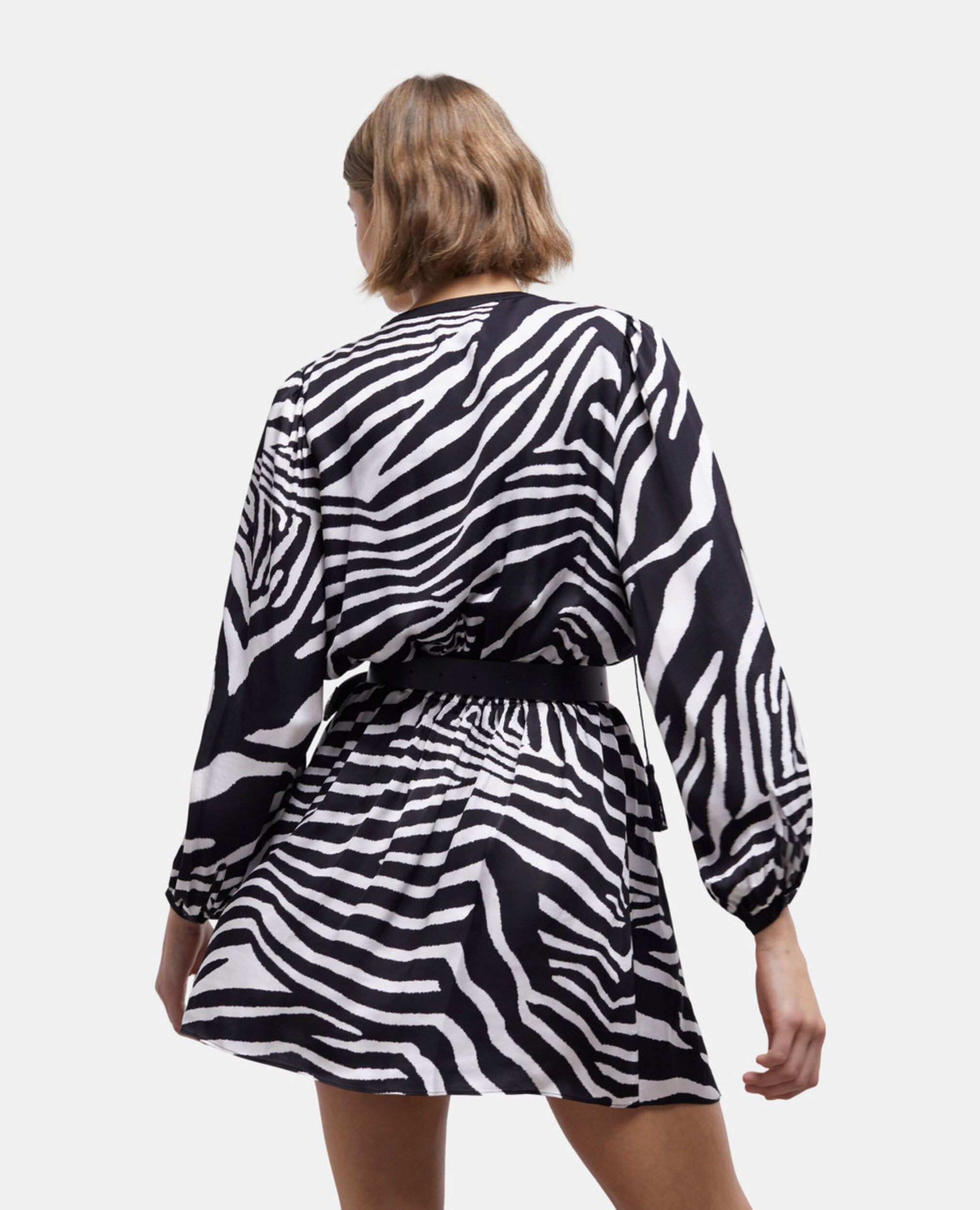 Short printed dress, BLACK WHITE, hi-res image number null