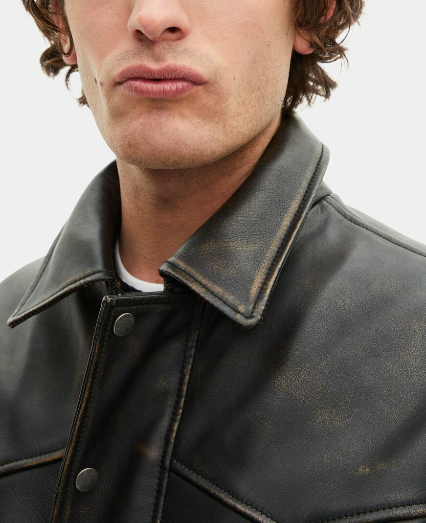 The Kooples MEN DARK BROWN brown leather jacket