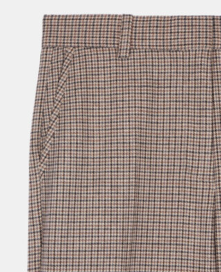The Kooples FEMME BEIGE-BROWN pantalon tailleur droit pied de poule beige