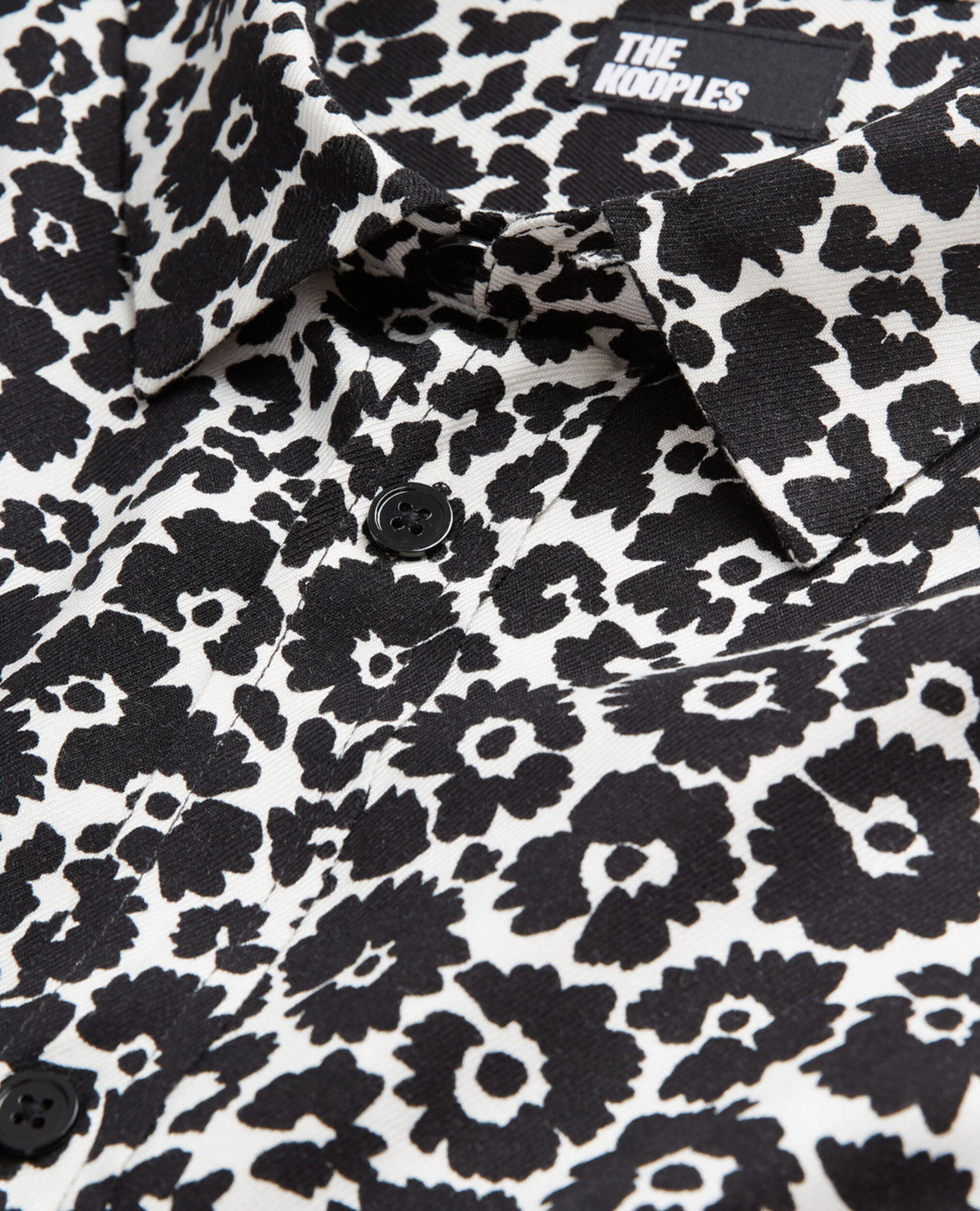 Camisa floral con cuello clásico, BLACK WHITE, hi-res image number null