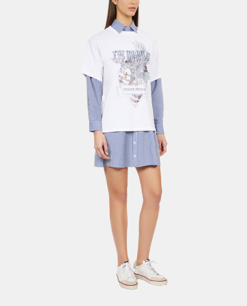 The Kooples WOMEN WHITE white t-shirt with lacing and eagle serigraphy