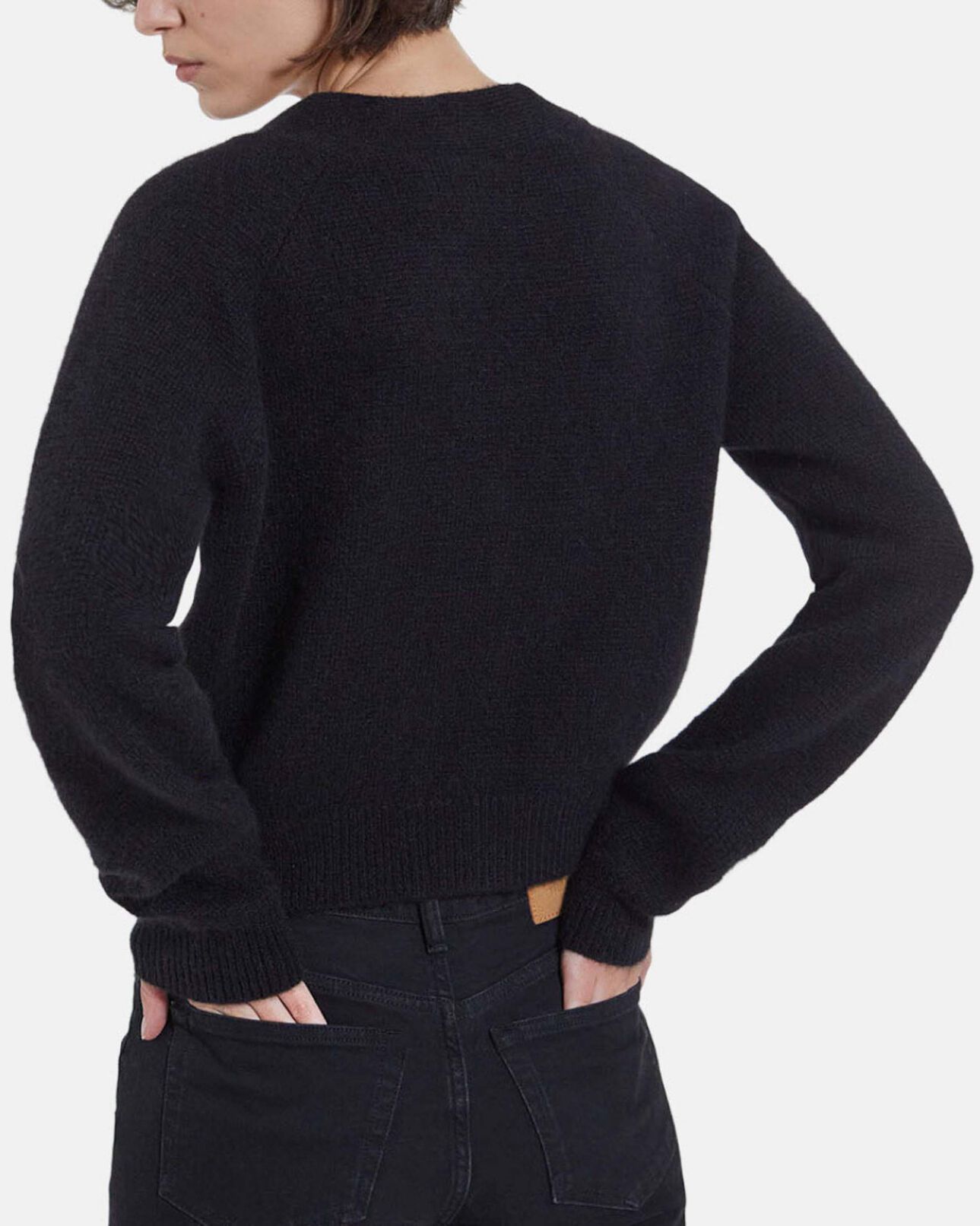 The Kooples WOMEN BLACK buttoned alpaca black wool cardigan