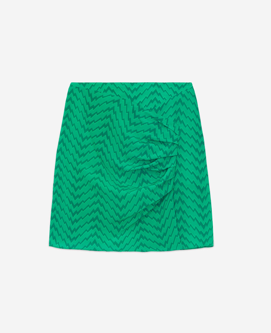 short draped green skirt