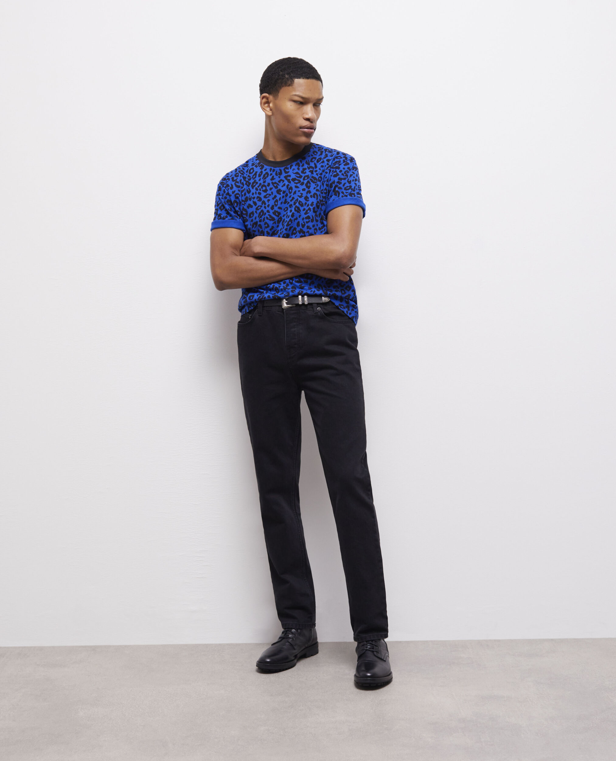 Blue leopard print shirt, BLUE ELECTRIC, hi-res image number null