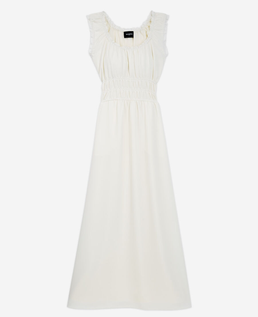 vestido blanco crudo elegante largo escotado