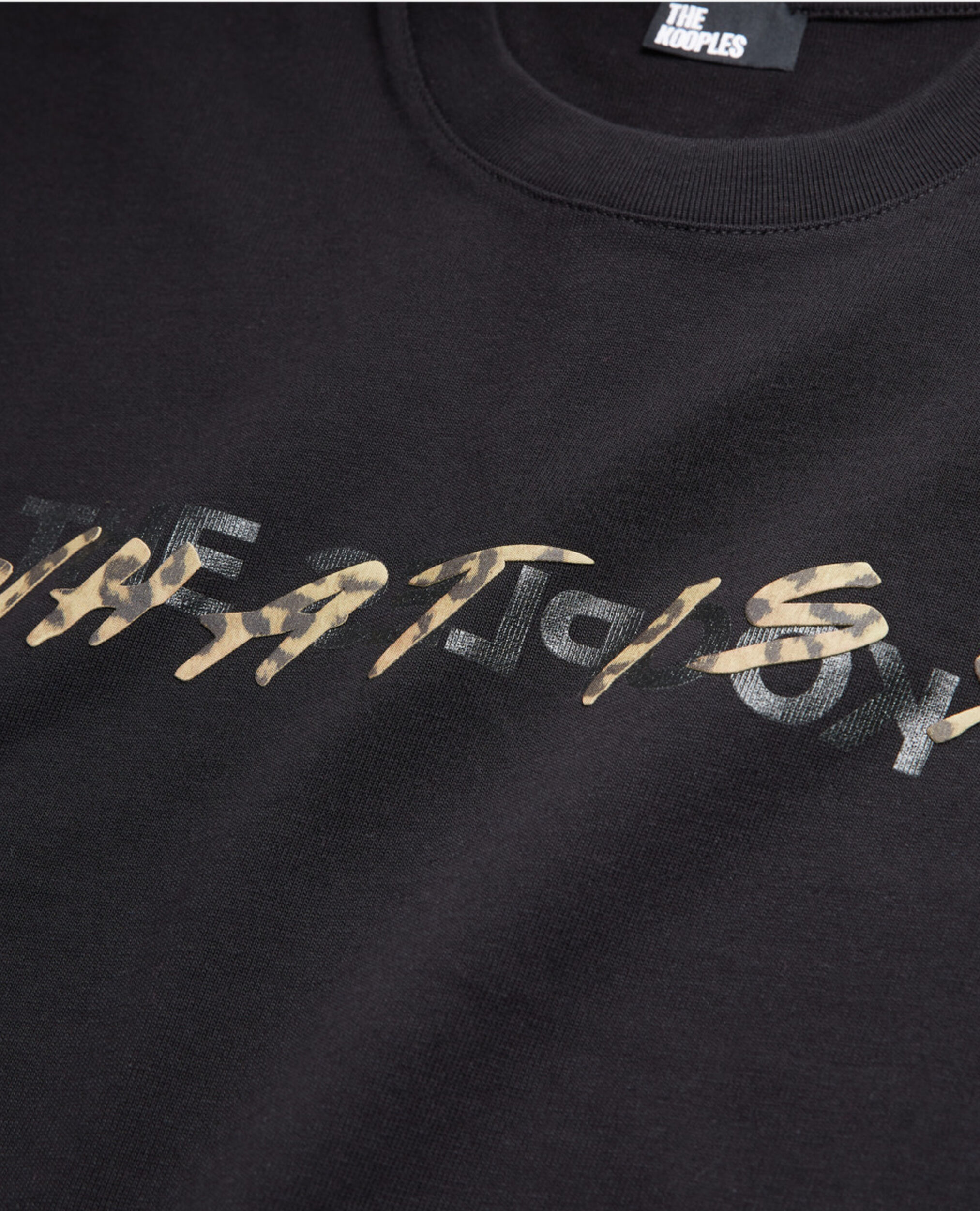 Black and leopard print What is T-shirt, BLACK, hi-res image number null