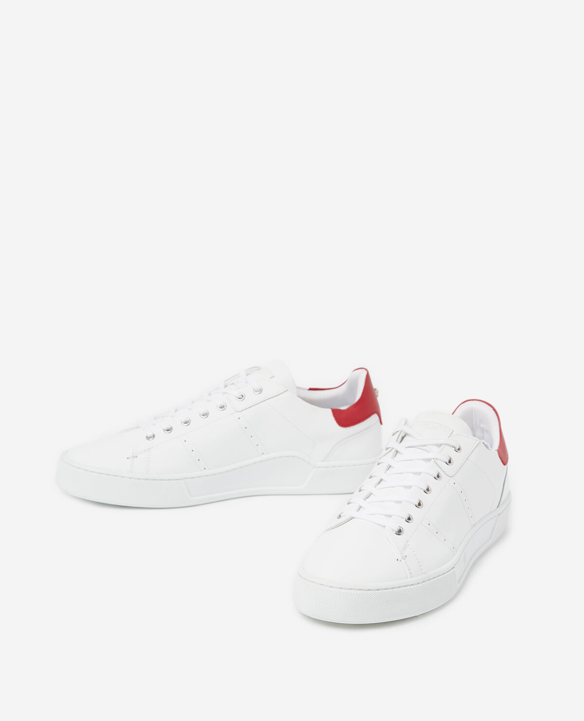 White Sneakers with Red Accent
