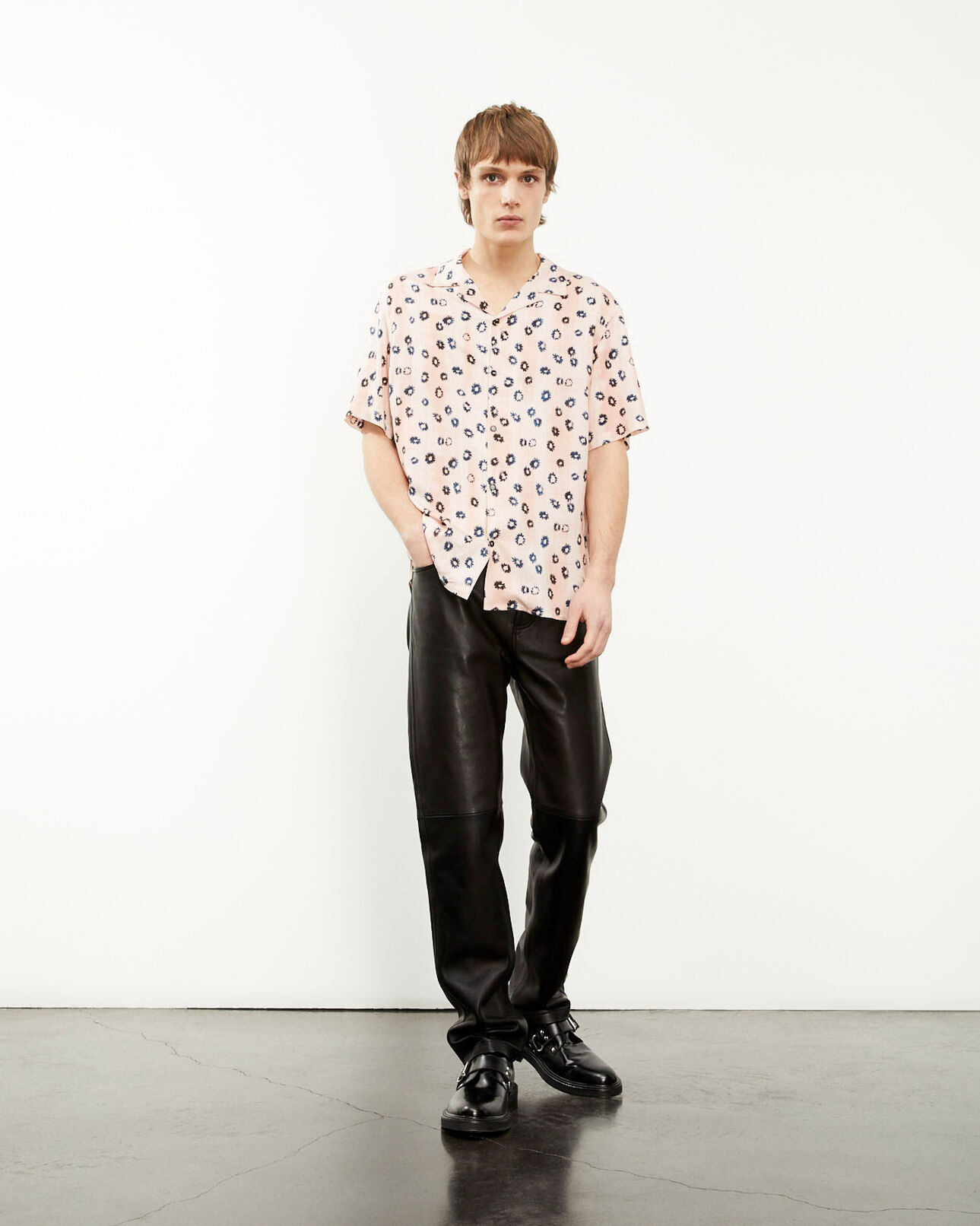 The Kooples HOMME PINK chemise fluide rose à manches courtes
