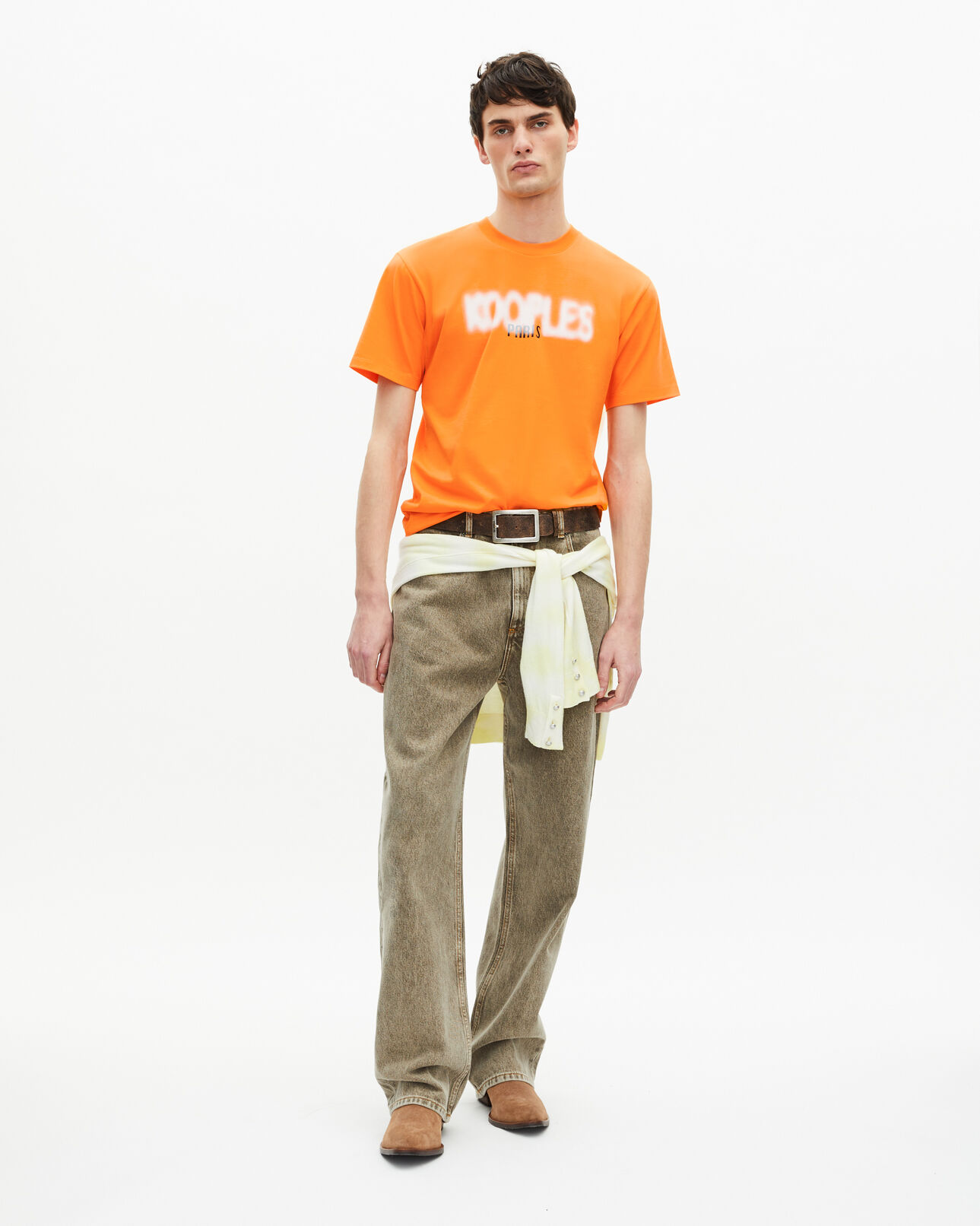 The Kooples HOMME ORANGE t-shirt avec sérigraphie logo orange