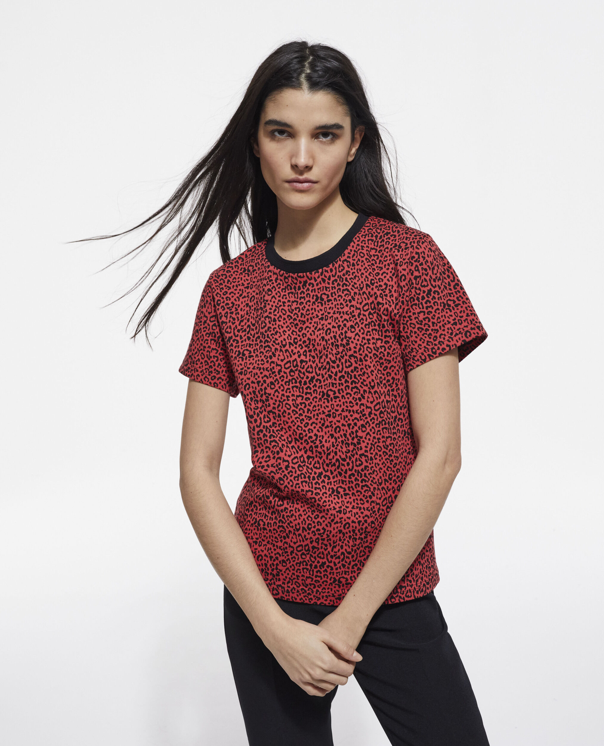 T-shirt léopard rouge, DARK RED, hi-res image number null