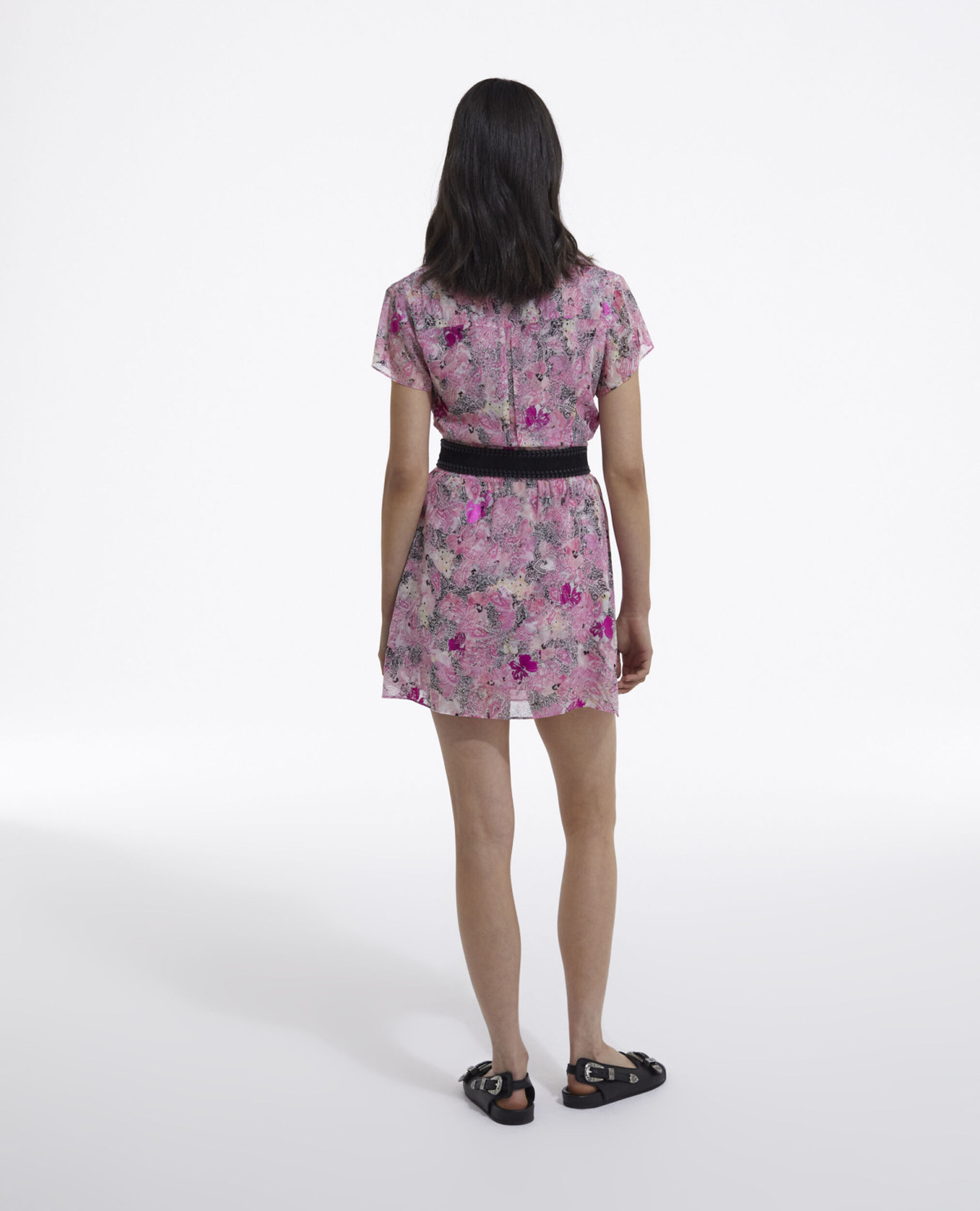 Printed pink short-sleeve dress, PINK, hi-res image number null