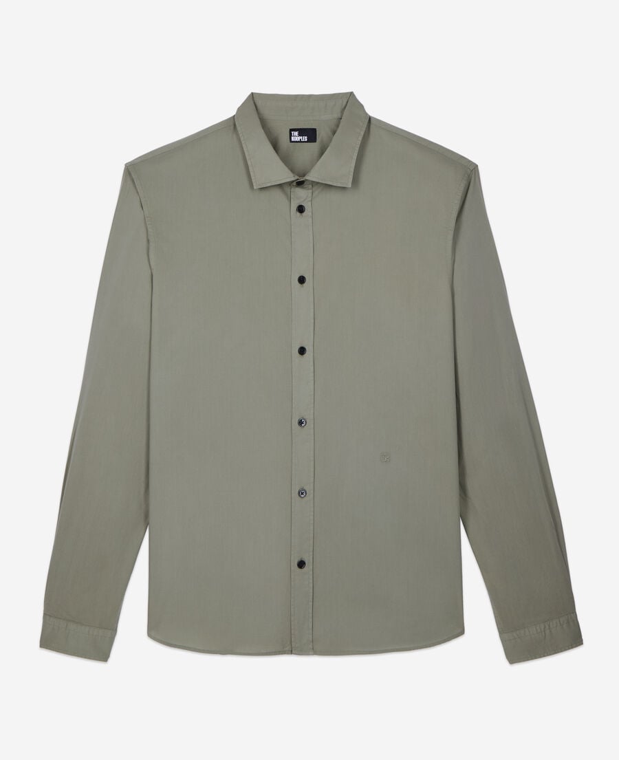 The Kooples H WOOD KAKI green cotton voile shirt