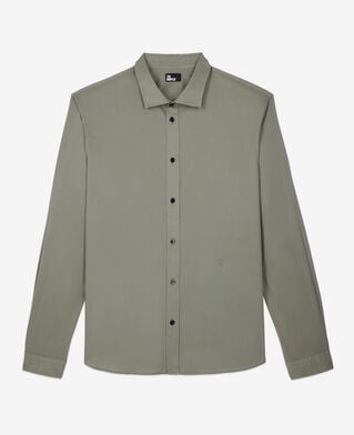The Kooples H WOOD KAKI green cotton voile shirt