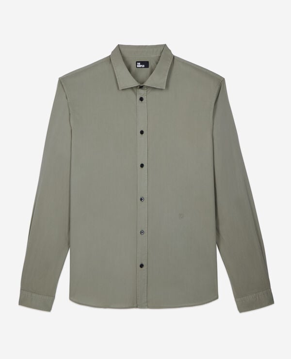 The Kooples HOMME WOOD KAKI chemise en voile de coton verte
