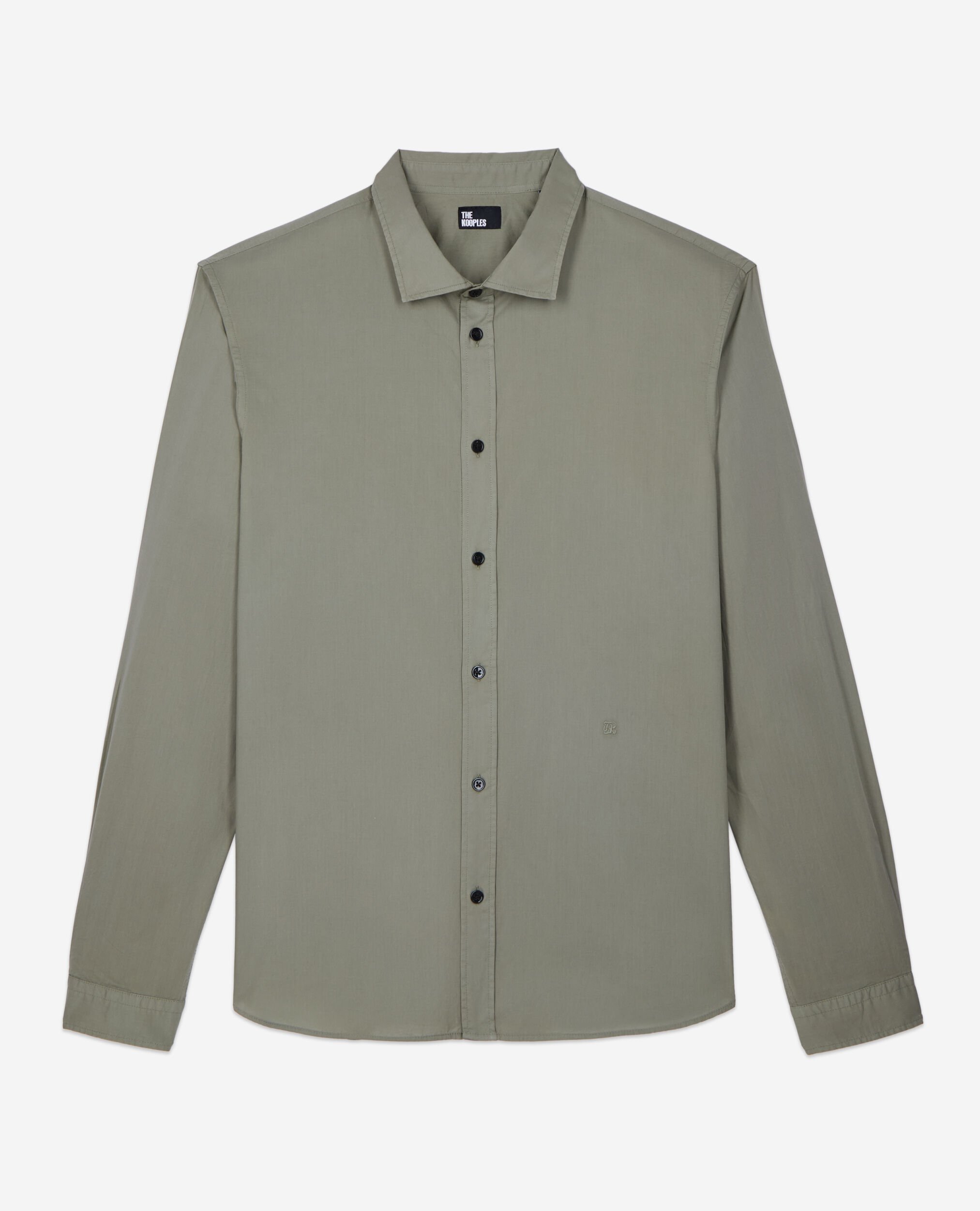 Green cotton voile shirt, WOOD KAKI, hi-res image number null