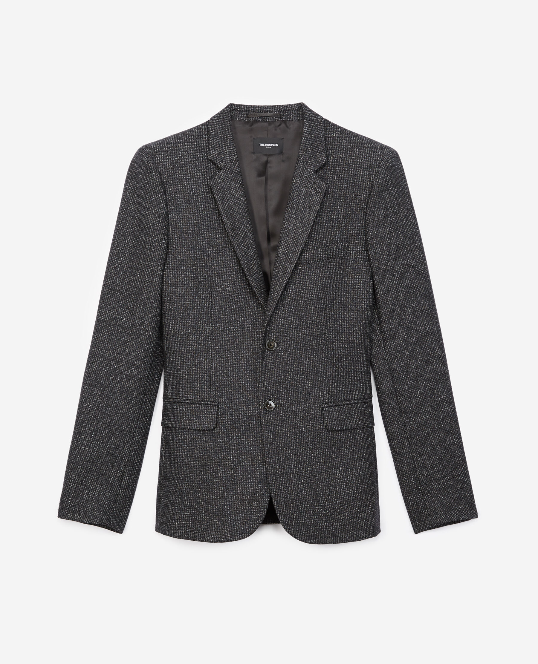 Formal black jacket in wool w elbow patches The Kooples UK