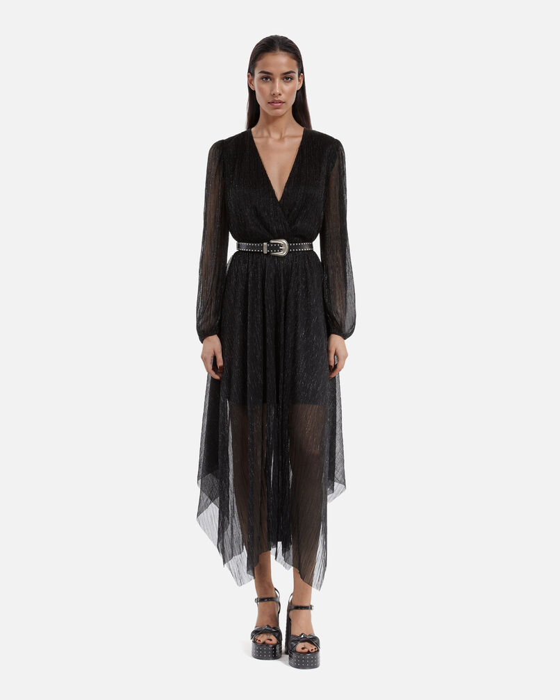 The Kooples FEMME BLACK robe longue plissée noire
