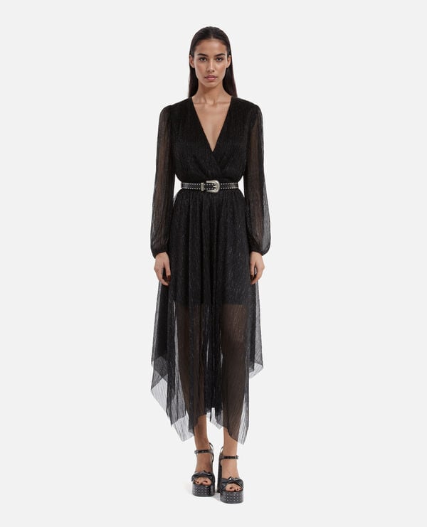 The Kooples WOMEN BLACK long black pleated dress