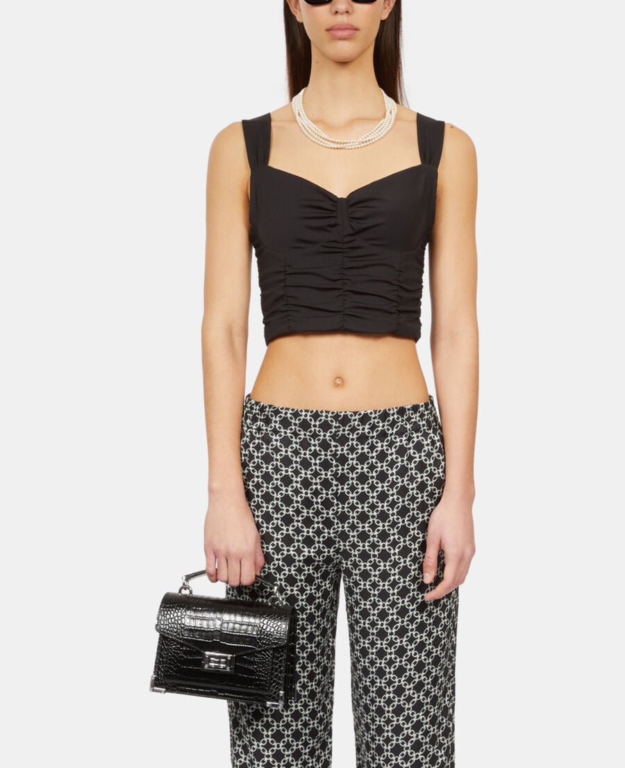 The Kooples FEMME BLACK top court avec drapé noir