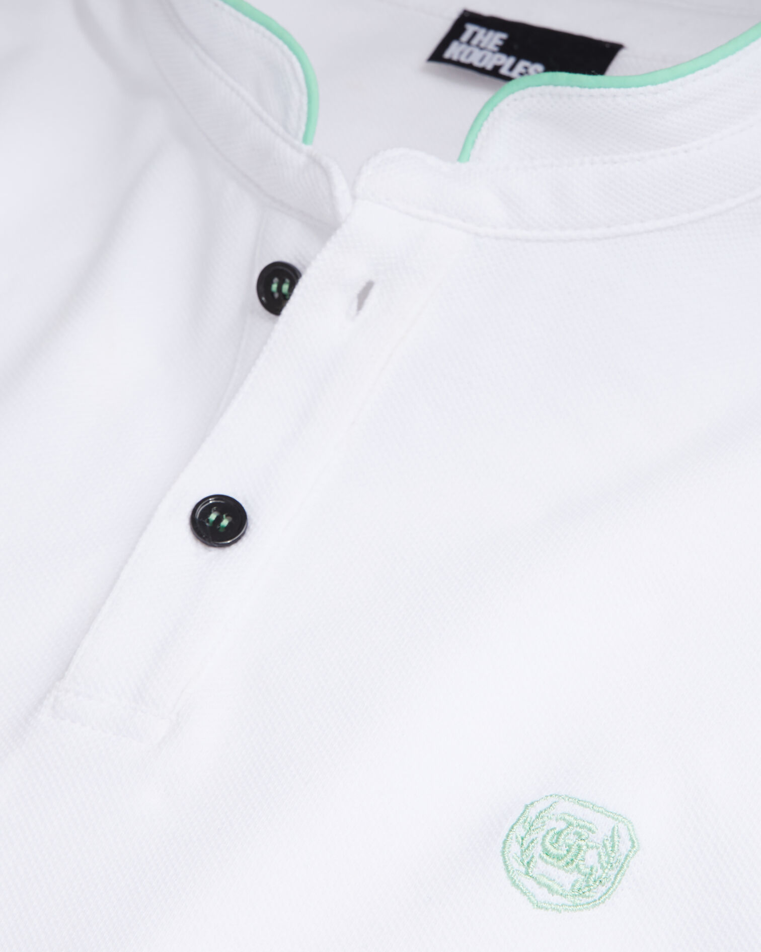 Green officer collar polo shirt, GREEN-WHITE, hi-res image number null