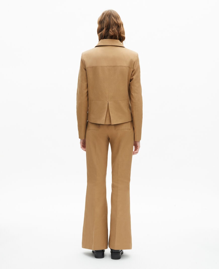 The Kooples WOMEN BEIGE short jacket in beige cotton and linen